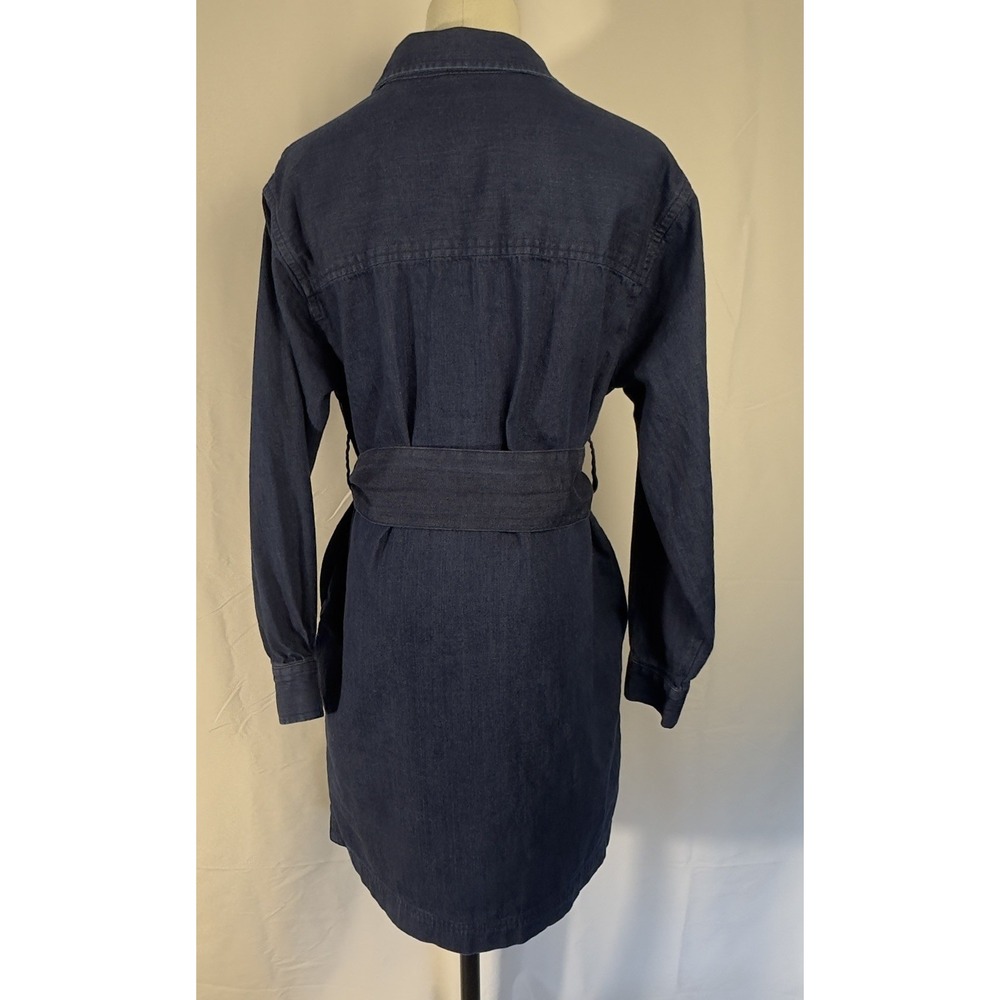 BANANA REPUBLIC Denim Mini Pockets Belt Shirtdress Blue Utility Sz M - Picture 4 of 10